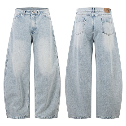 Harajuku Blue Tapered Flare Leg Jeans - Retro Loose Fit