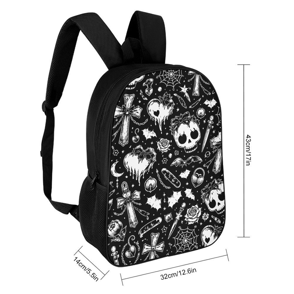 Skulls Goth Pattern 17 Inch Shoulder Backpack