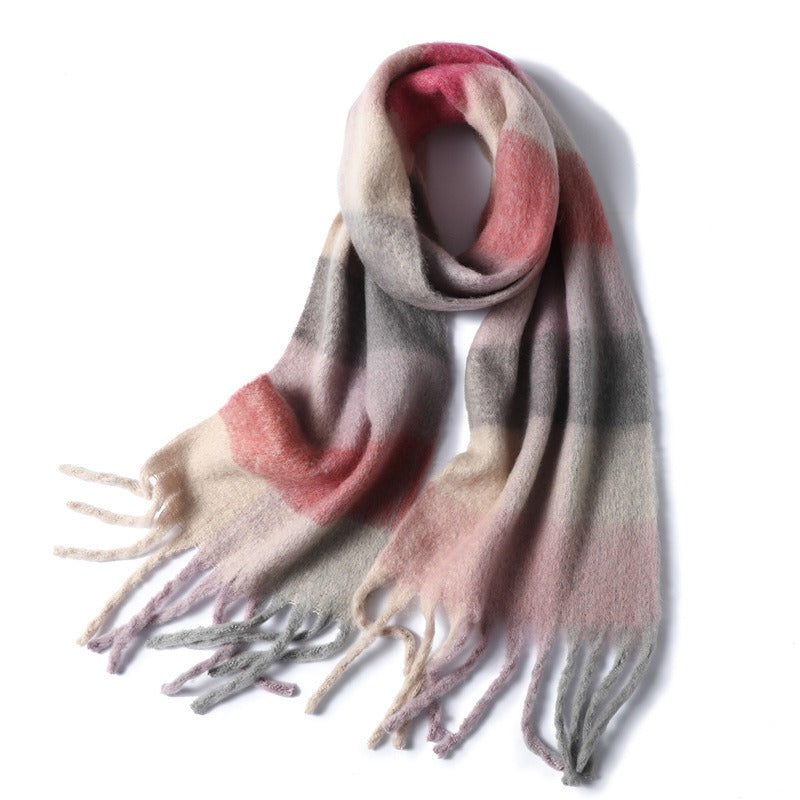 Thickened Imitation Cashmere Plaid Scarf for Women