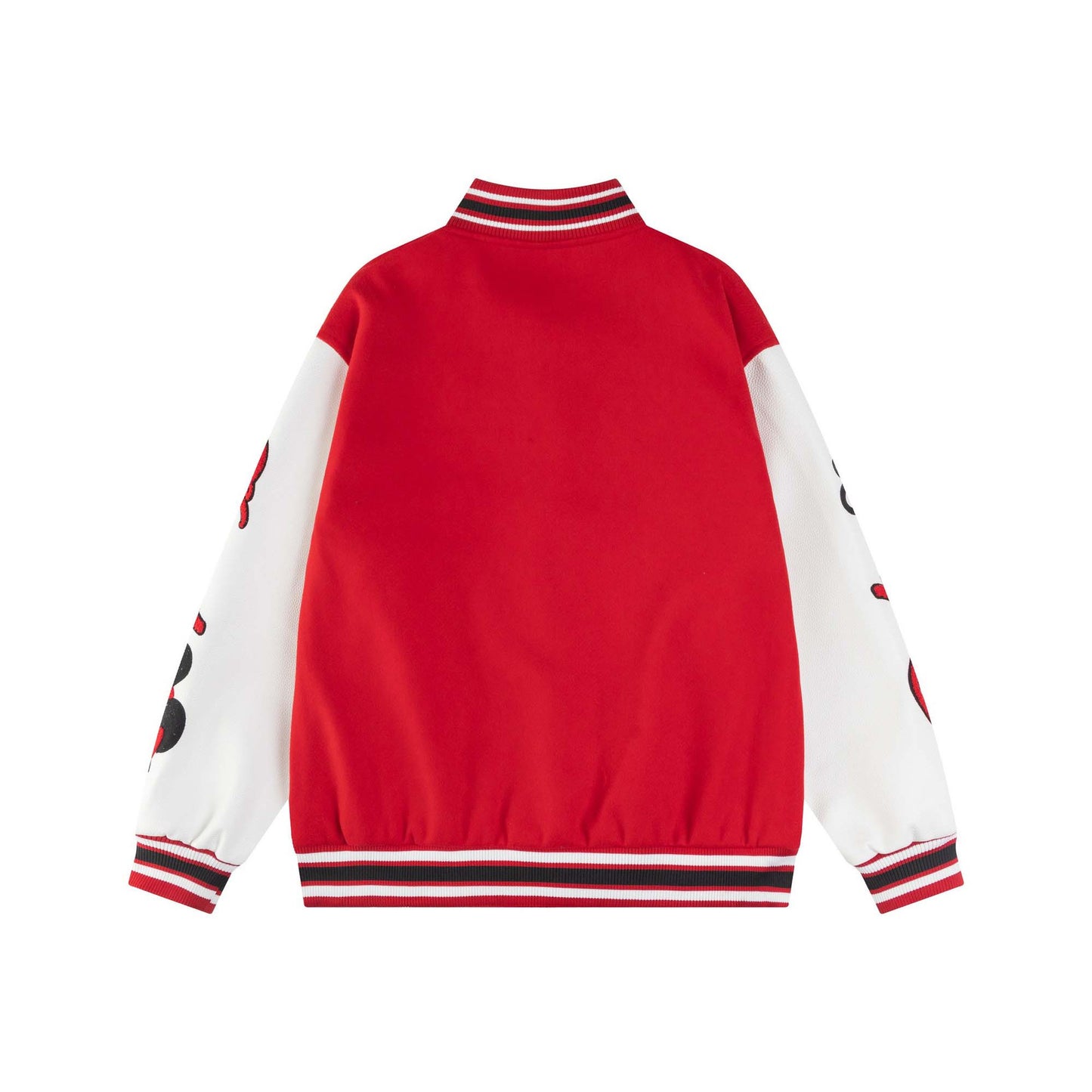 High Street Style Spliced PU Leather Baseball Jacket