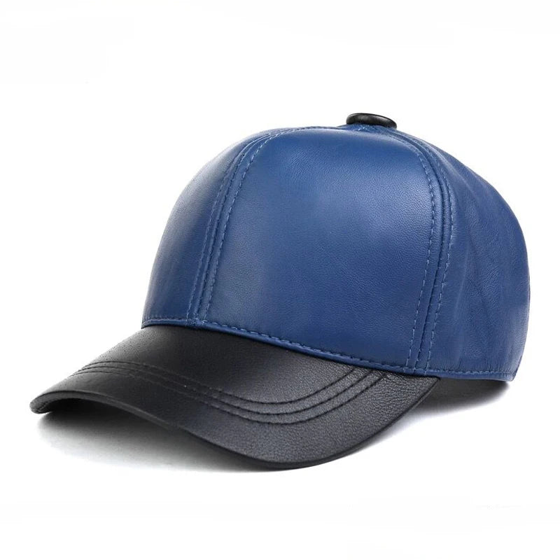 Candy Color Real Leather Baseball Caps - Harajuku Style