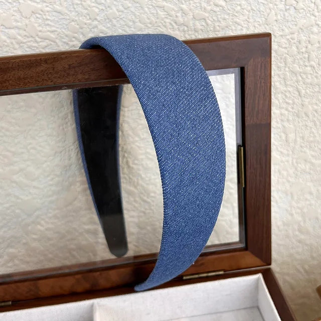 Retro Wide Edge Denim Headband for Women