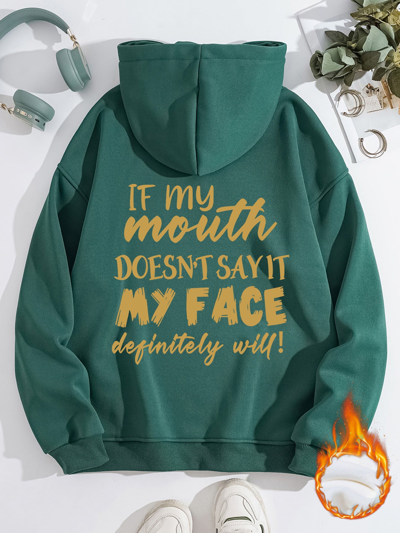 Mouth My Face Printed Hoodie