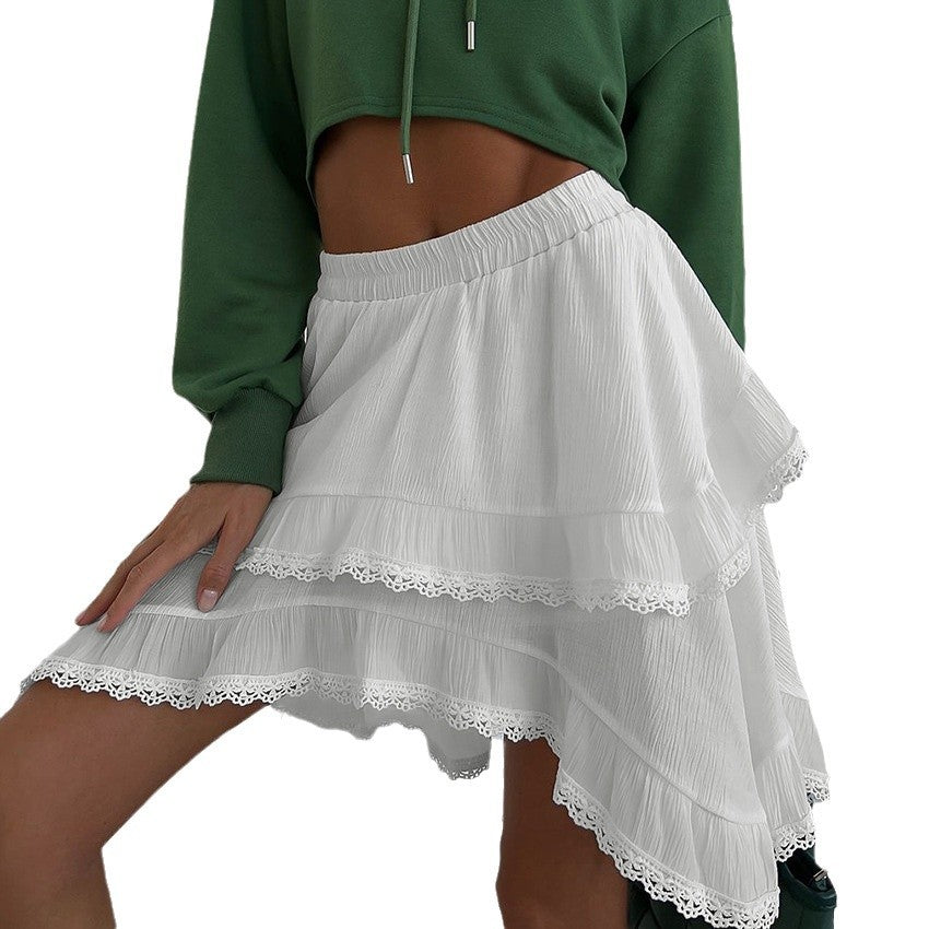 Harajuku Style Lace Double-Layer Pleated Short Skirt