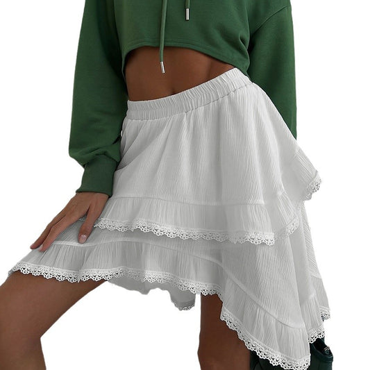 Harajuku Style Lace Double-Layer Pleated Short Skirt