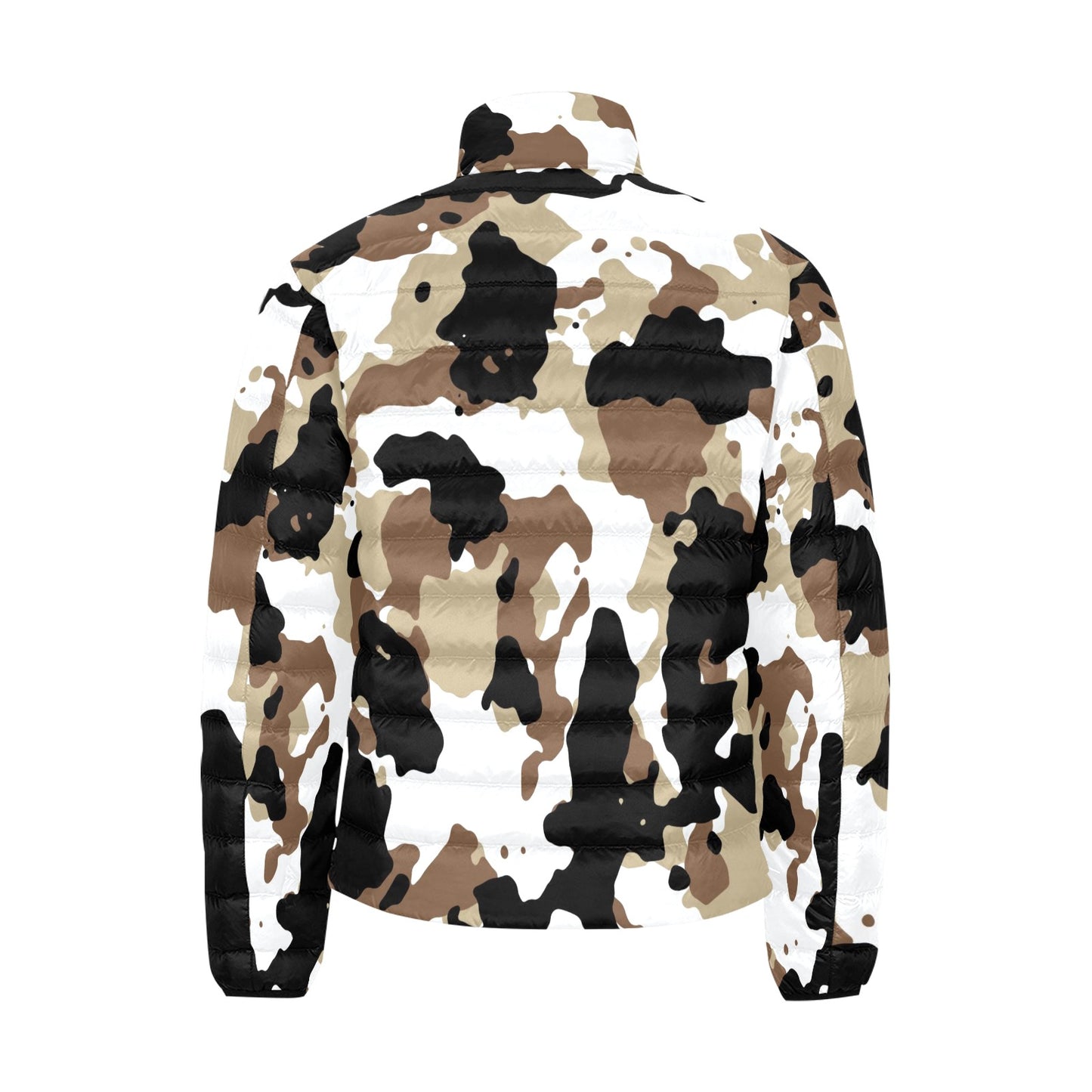 Brown and White Black Camo Men's Lightweight Bomber Jacket