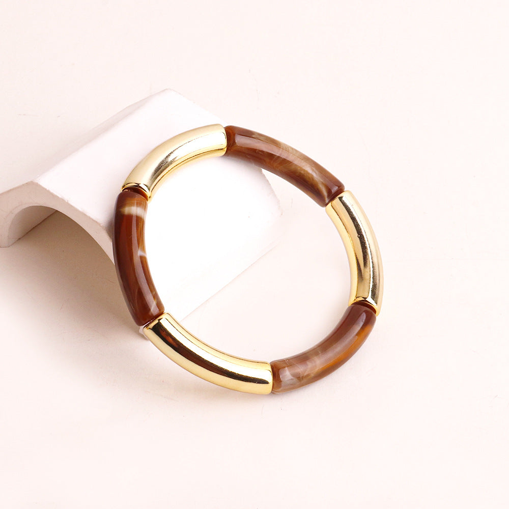 Harajuku Style Double Color Tube Bead Elastic Bracelet