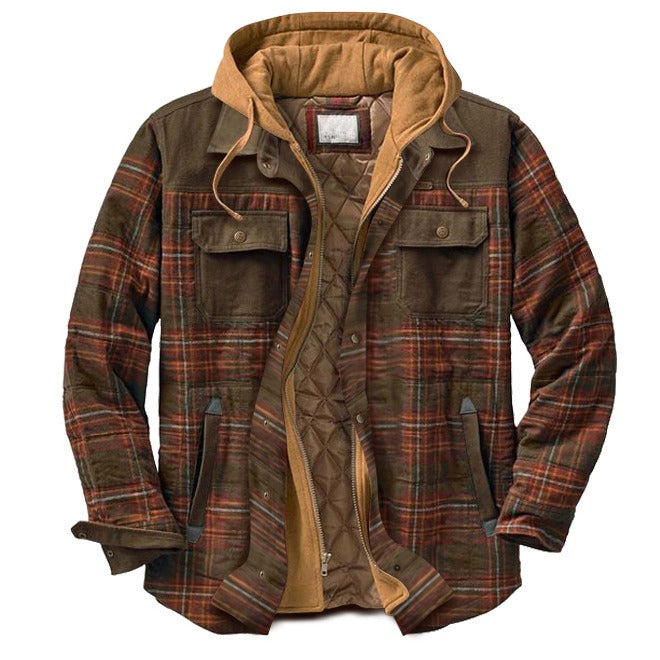 Men's Harajuku Plaid Jacket - Cotton 3D Printed Coat