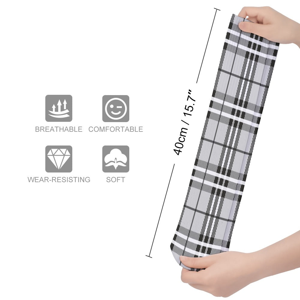 Black and White Plaid Breathable Socks