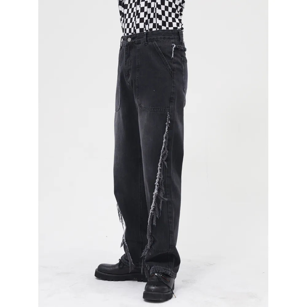 Harajuku Raw Hem Jeans with Pockets
