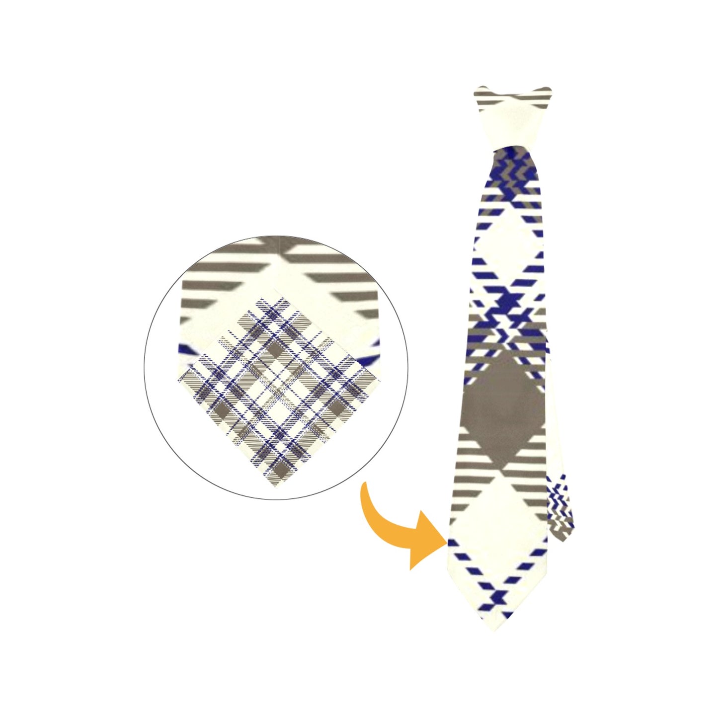 Custom Peekaboo Necktie in Blue Gray White