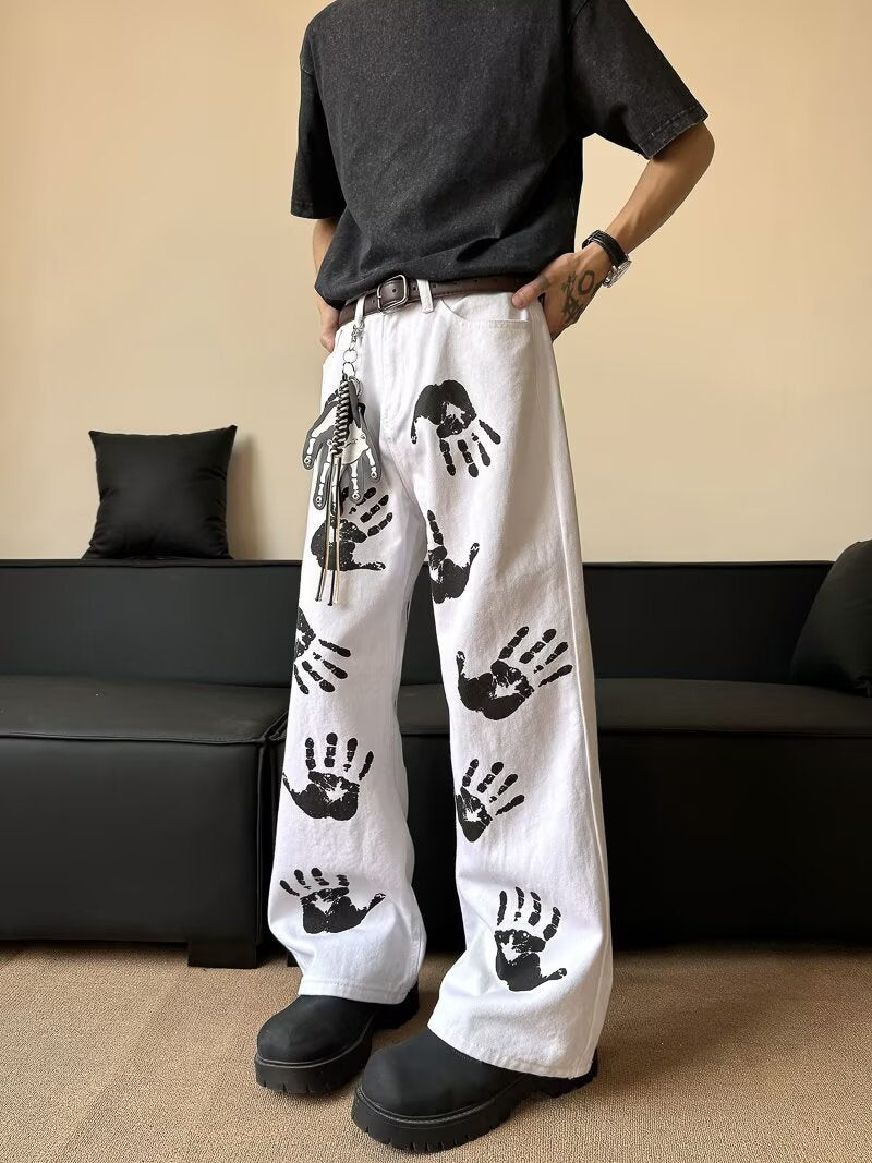 Men's White Denim Micro Flared Pants