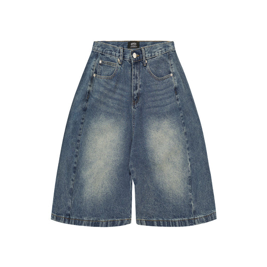 Harajuku Punk Washed Distressed Denim Shorts for Men
