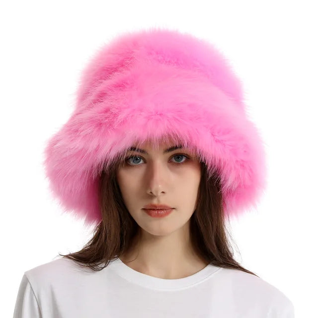 Elegant Faux Fur Fisherman Hat for Women