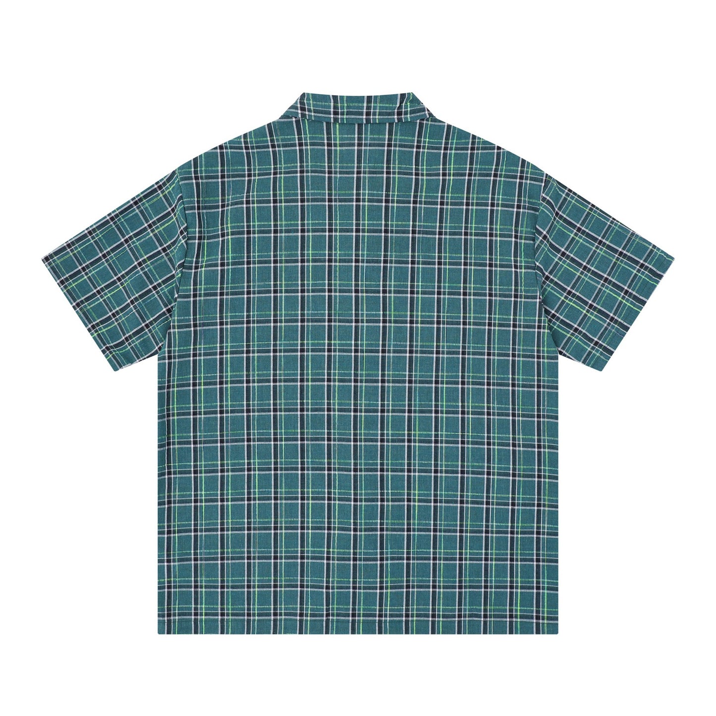 Letter Printed Short Sleeved Shirt — Harajuku Style Plaid Cotton Shirt
