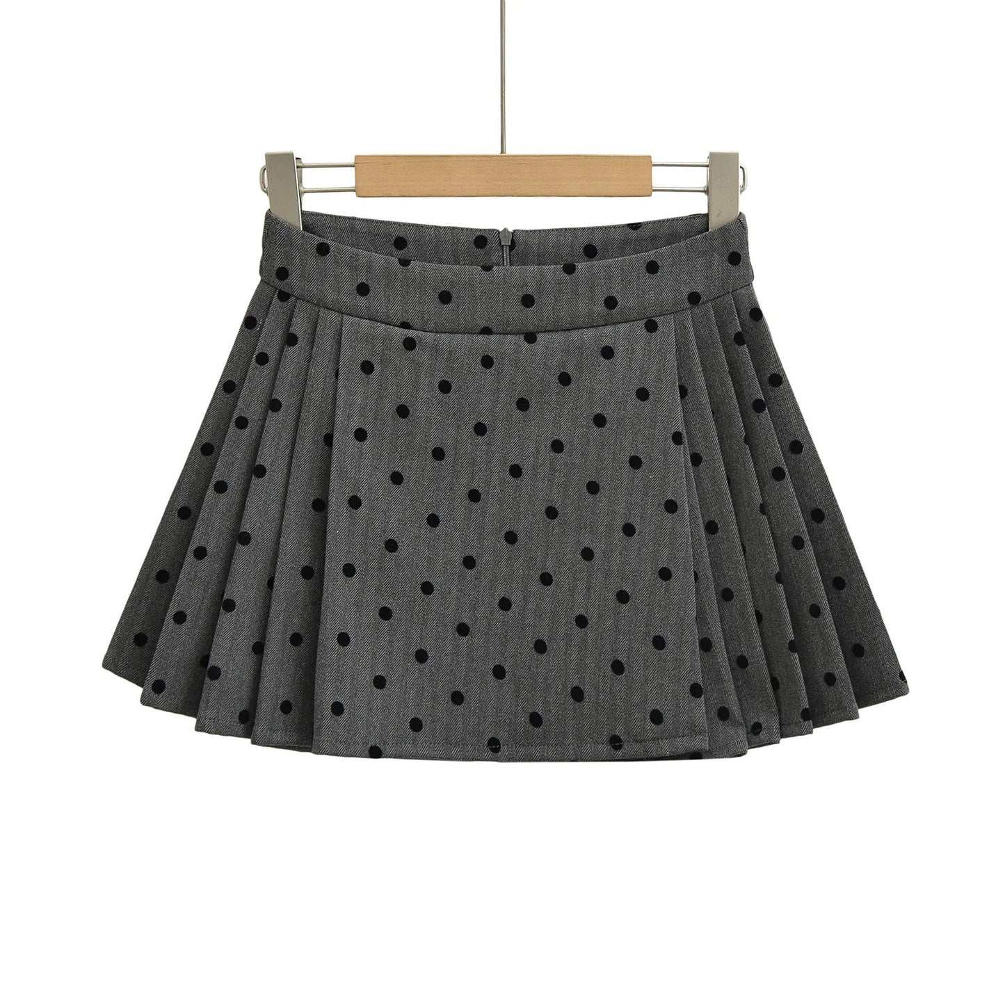 Plucked Polka Dot A-Line Skirt