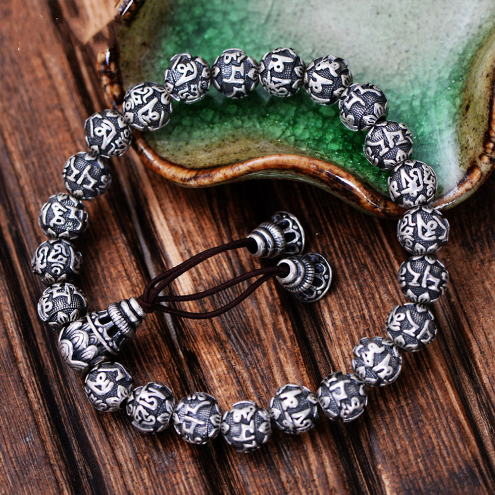 Buddha Mantra Bracelet - Solid 999 Fine Silver Charm