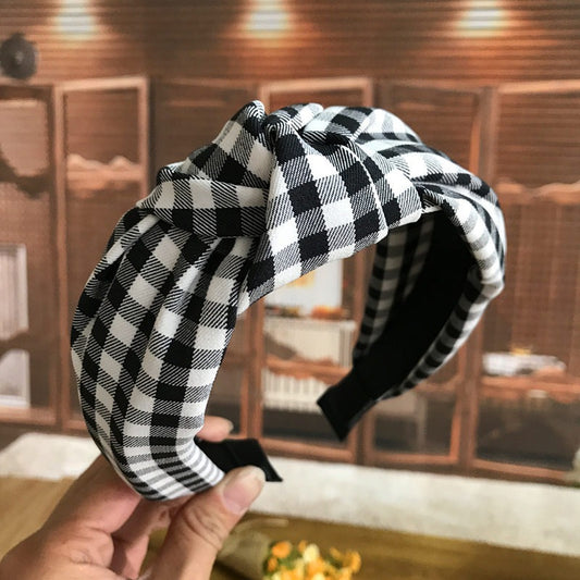 Retro Plaid Knotted Headband