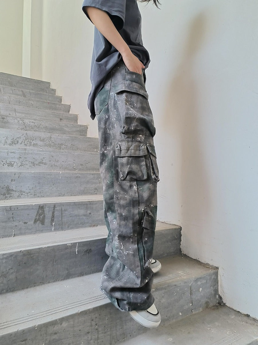Harajuku Style High-Waisted Multi-Pocket Jeans
