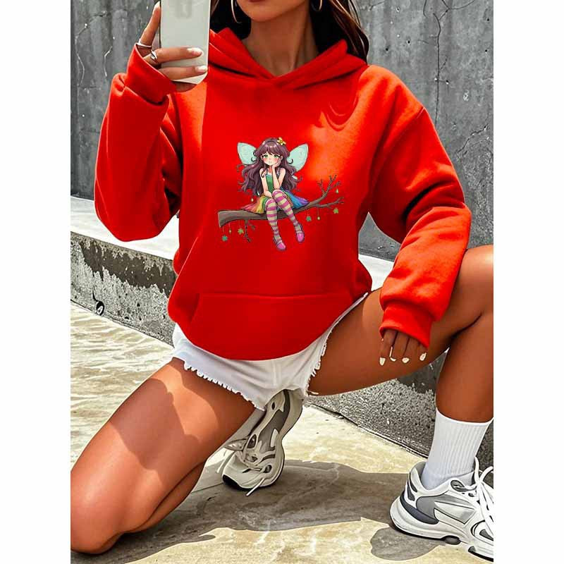 Cartoon Fairy Hooded Sweatshirt - Playful Harajuku Style