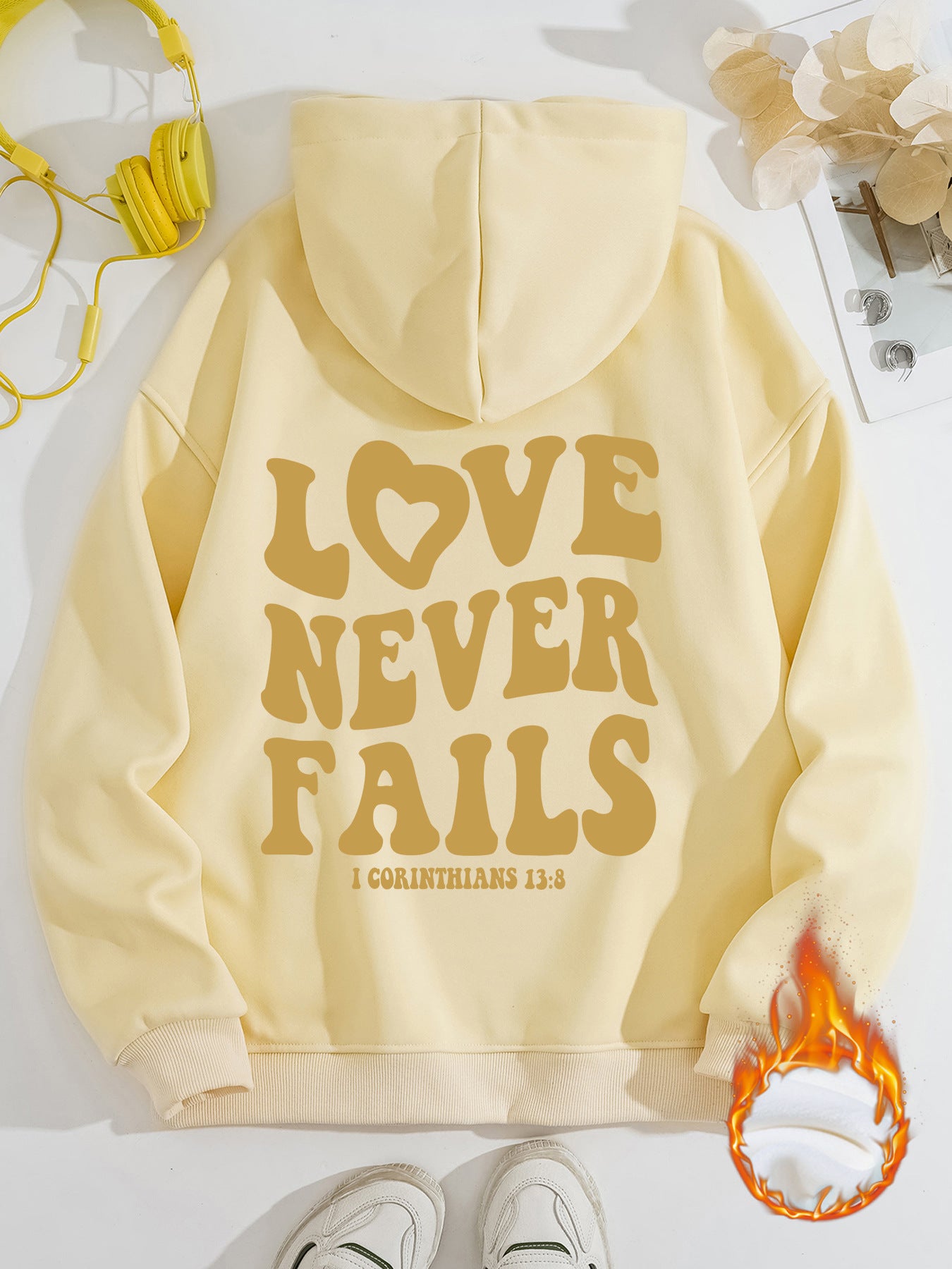 Hooded Long Sleeve Fleece Hoodie with Kangaroo Pocket