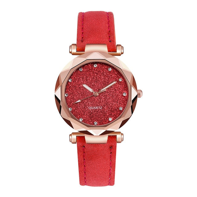 Harajuku Style Rhinestone Rose Gold Quartz Watch for Women