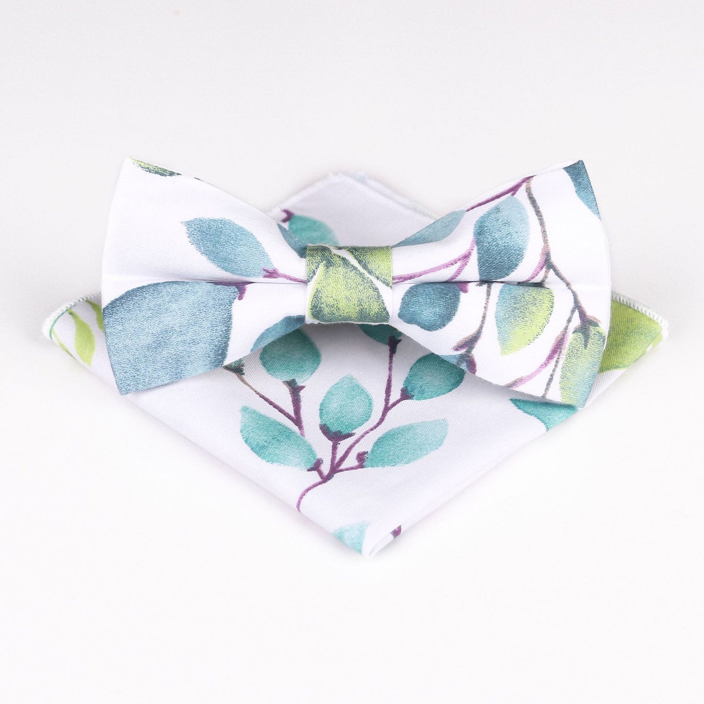 Cotton Bow Tie Print Suit & Pocket Square