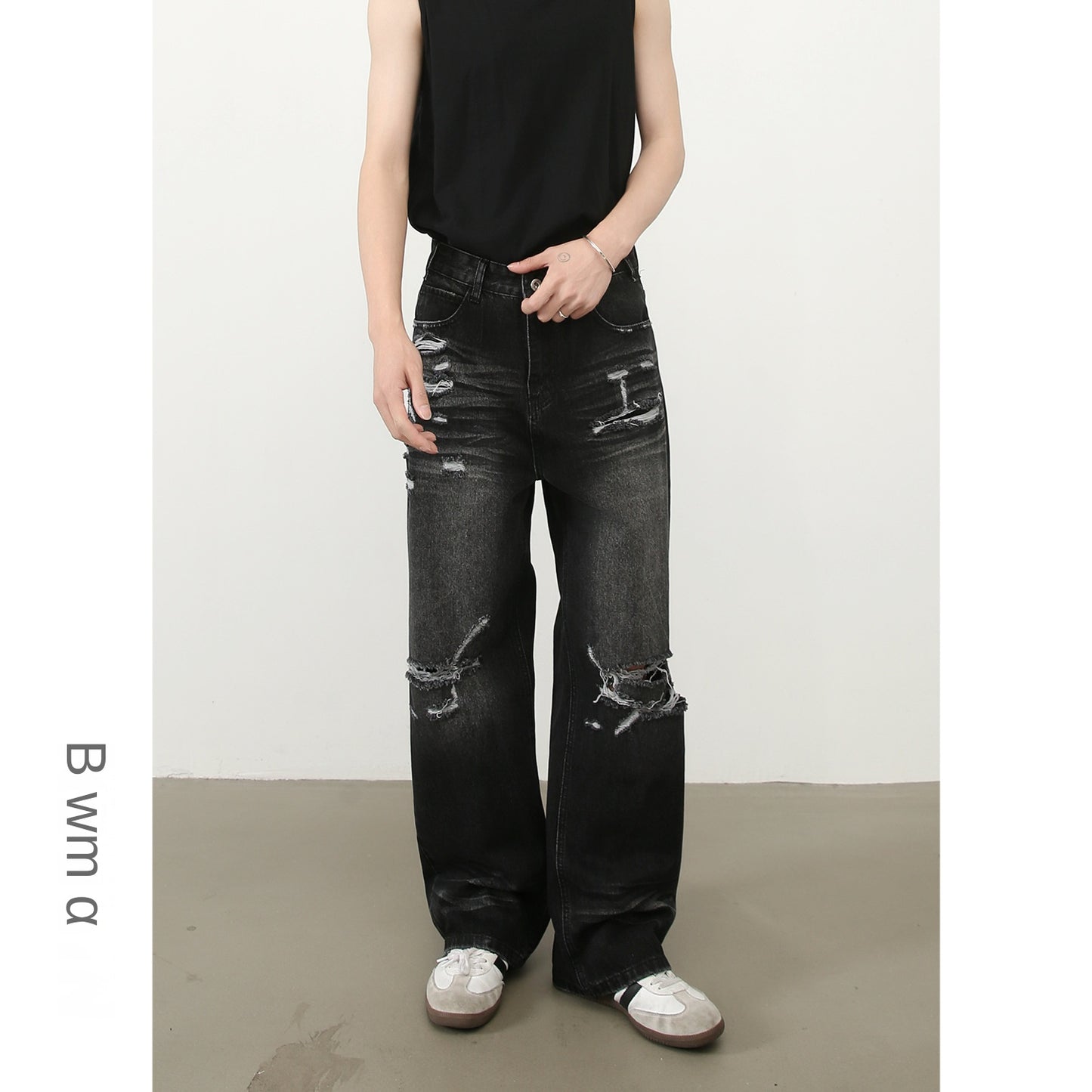 Nirben Harajuku Style Distressed Denim Trousers