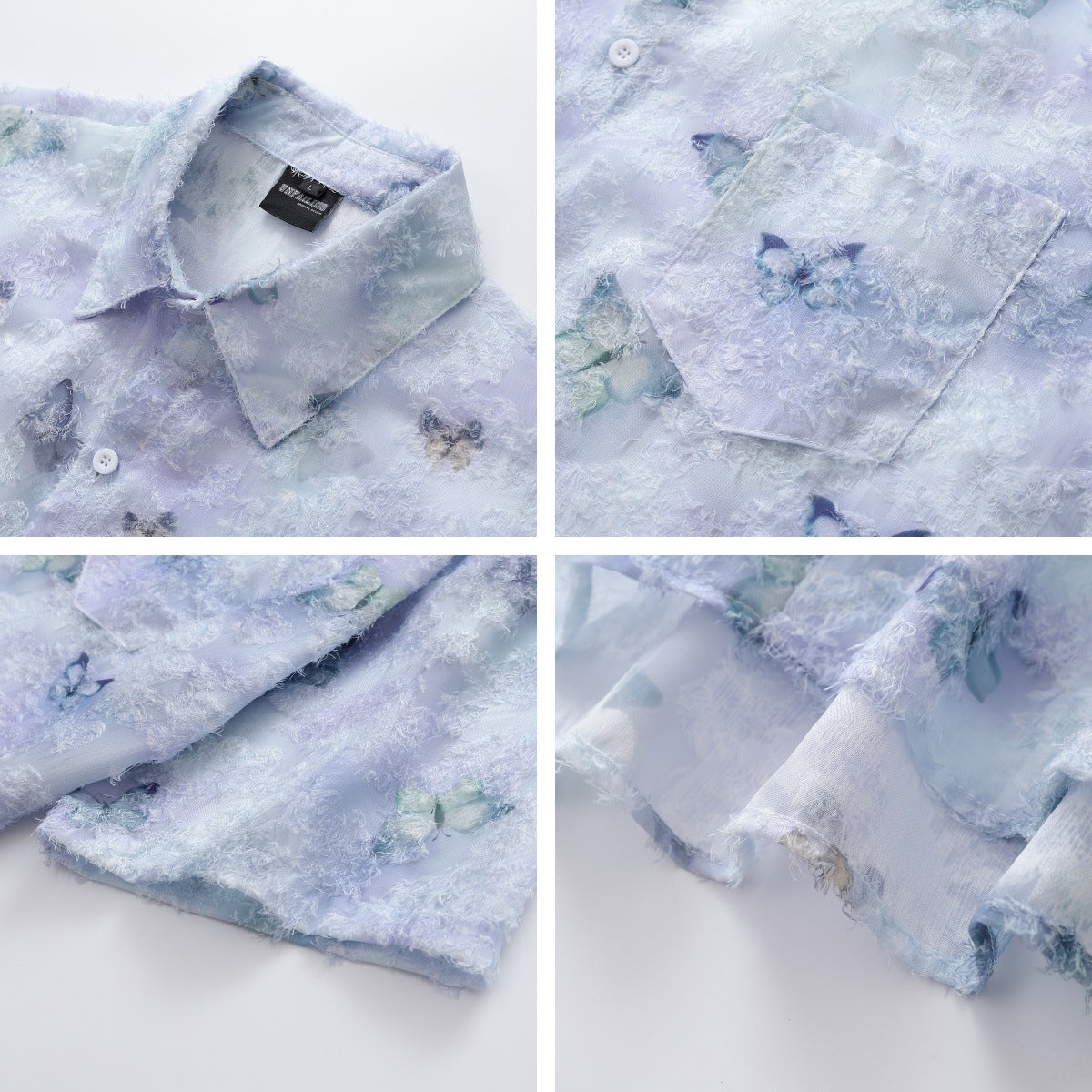 Retro Butterfly Jacquard Short Sleeve Shirt