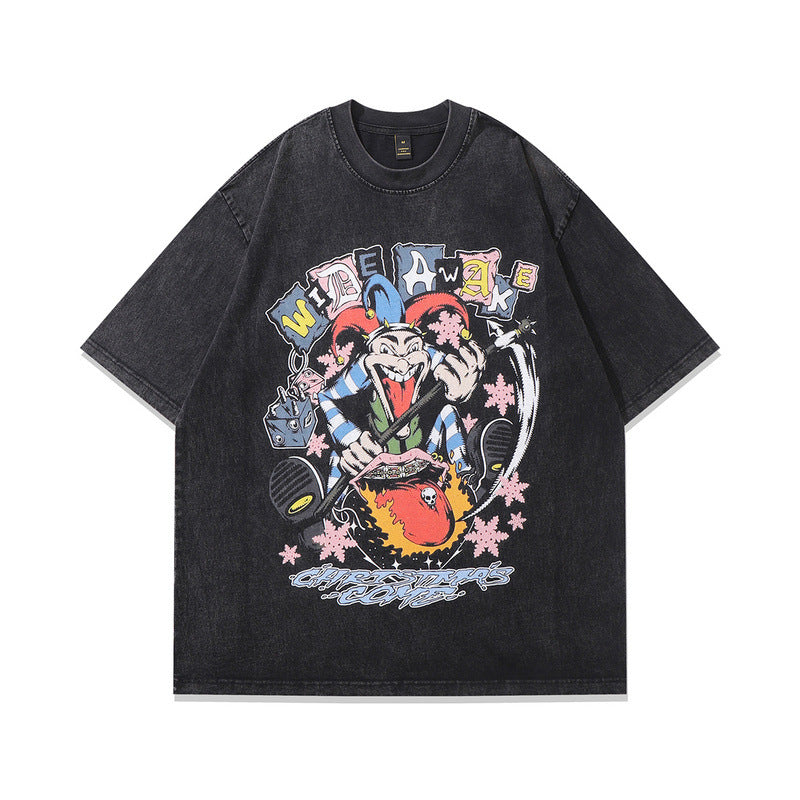 Heavyweight Men's Hip Hop Cartoon T-Shirt - Harajuku Style