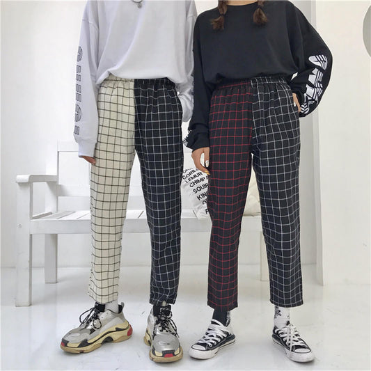 Vintage Plaid Patchwork Pants