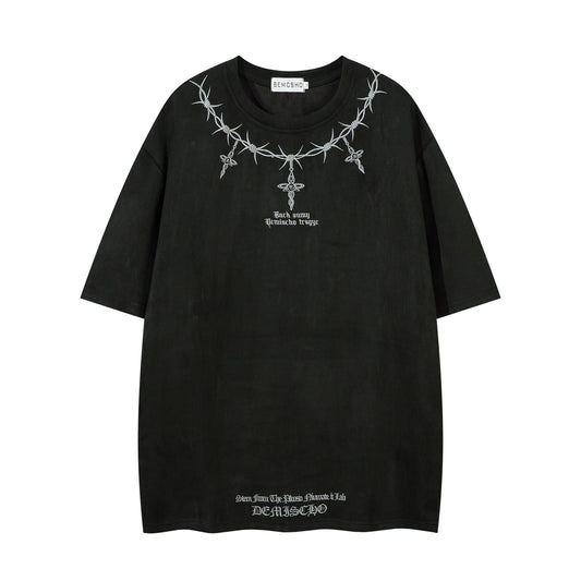 Thorn Embroidered Harajuku Short Sleeve T-shirt