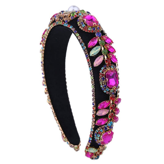 Colored Glass Diamond Flower Headband