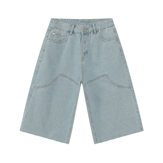 Harajuku Style Loose Wide-Leg Seven-Quarter Jeans
