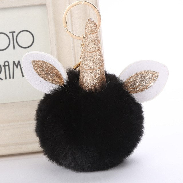 Unicorn PomPom Keychain