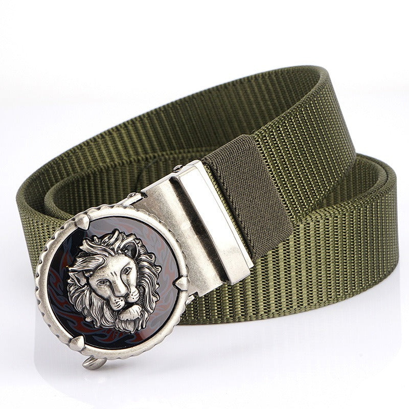 Playful Tank Patterned Nylon Waist Belt with Alloy Automatic Buckle