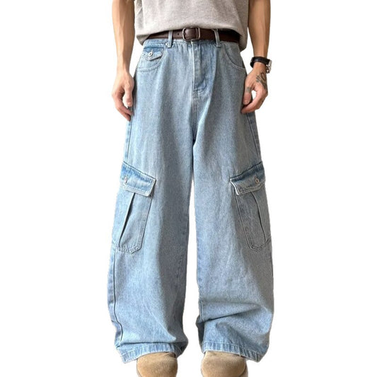 Large Pocket Workwear Denim Casual Pants
