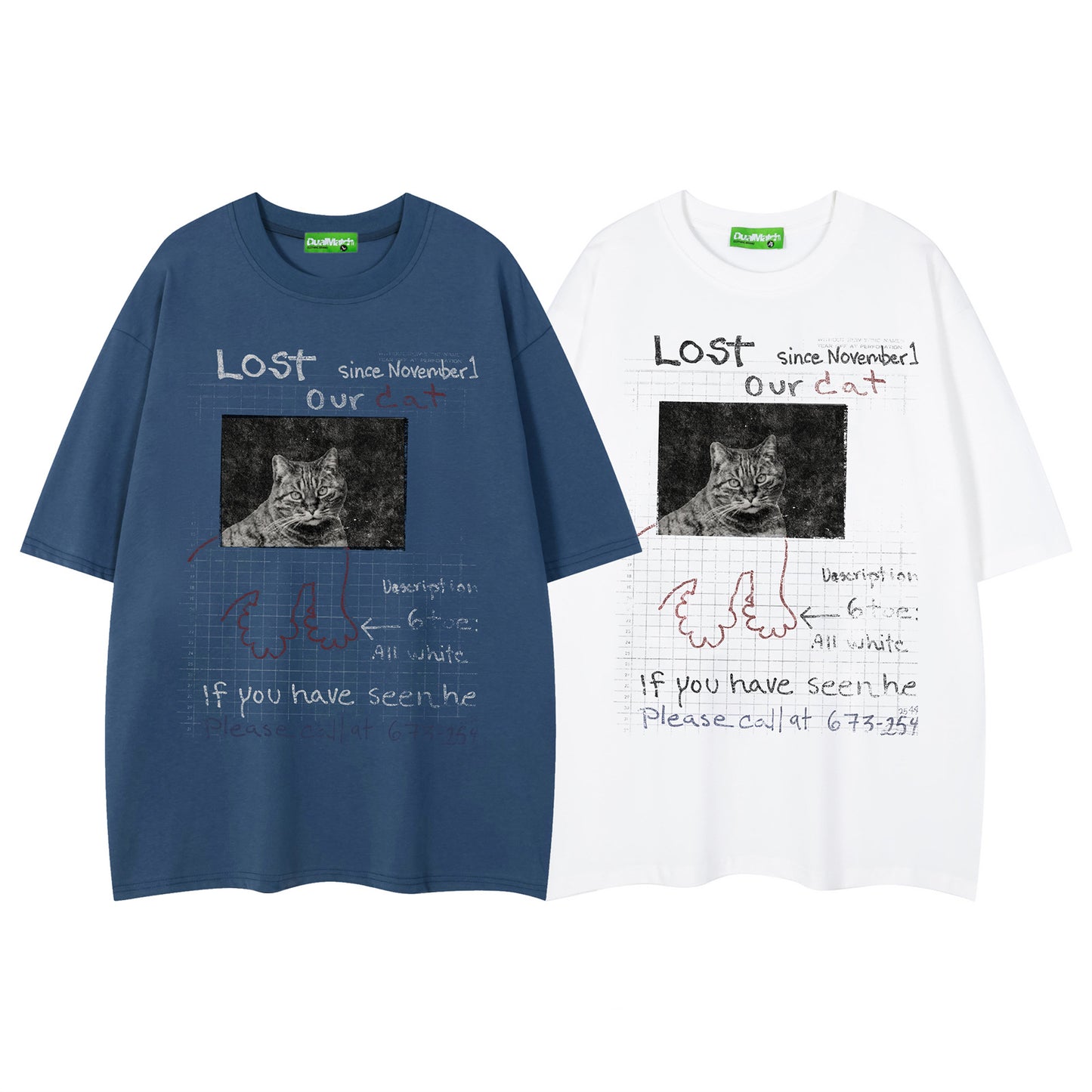 Cool Cat Letter Print Short Sleeve T-Shirt