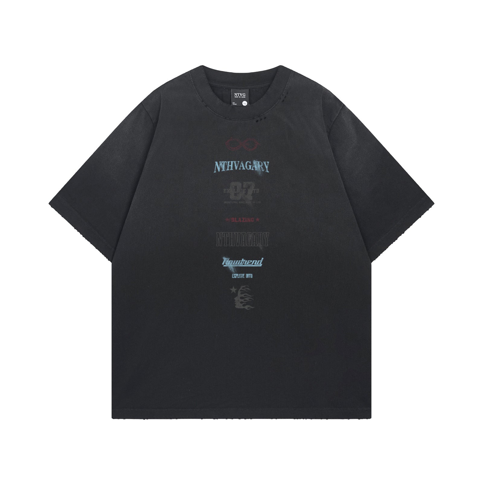Harajuku-Inspired Half-Spray Letter Print Tee for Men