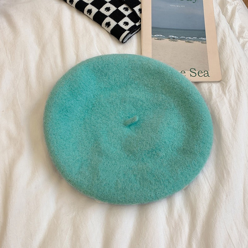 Retro Candy Colored Wool Beret - Harajuku Style