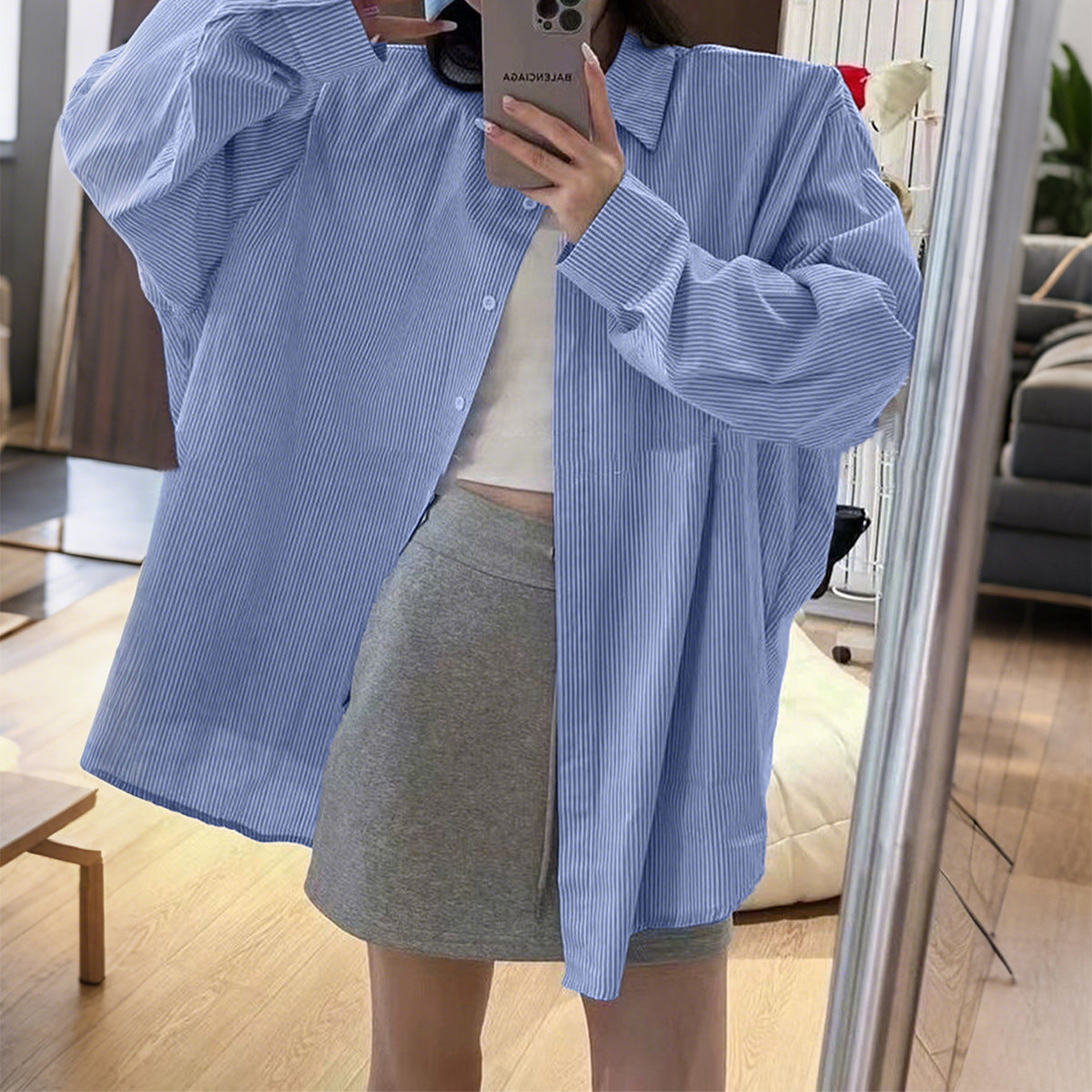 Casual Vacation Striped Long-sleeved Shirt for Women