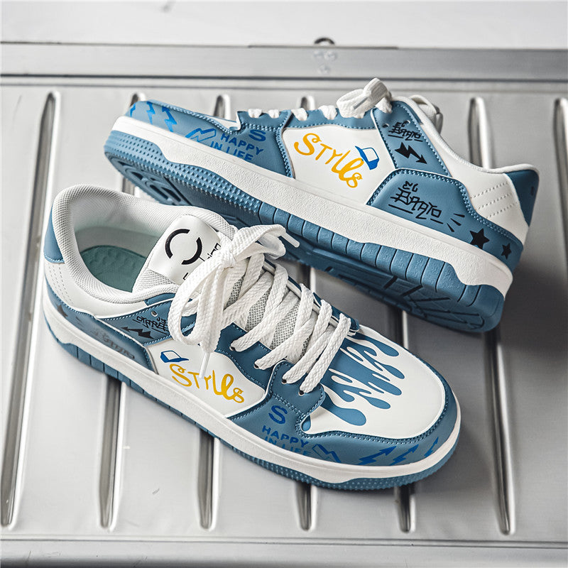 Korean Color Block Low Cut Lace-Up Men’s Casual Shoes