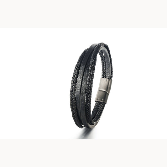 Vintage Multilayer Braided Leather Bracelet for Men