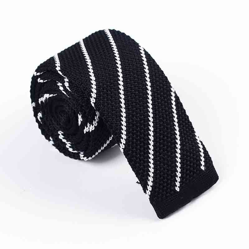 Twill Knitted Tie - Men's Stripe Contrast Tie