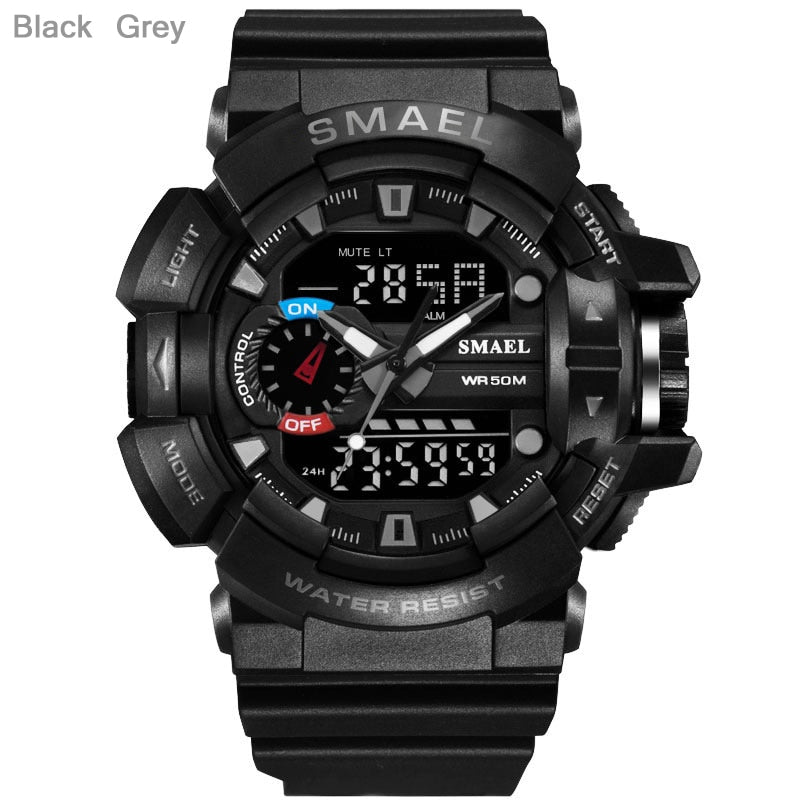Men's Military Sports Watch - Dual Display Waterproof LED