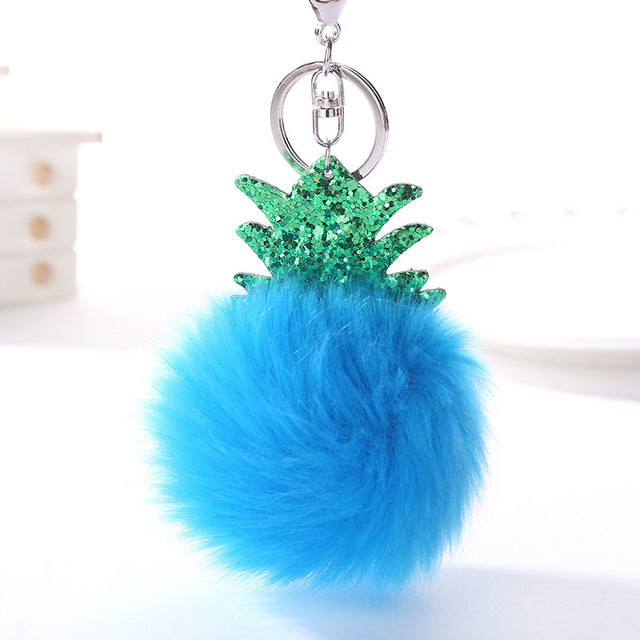 Fluffy Faux Fur Ball Fruit Pompom Keychain