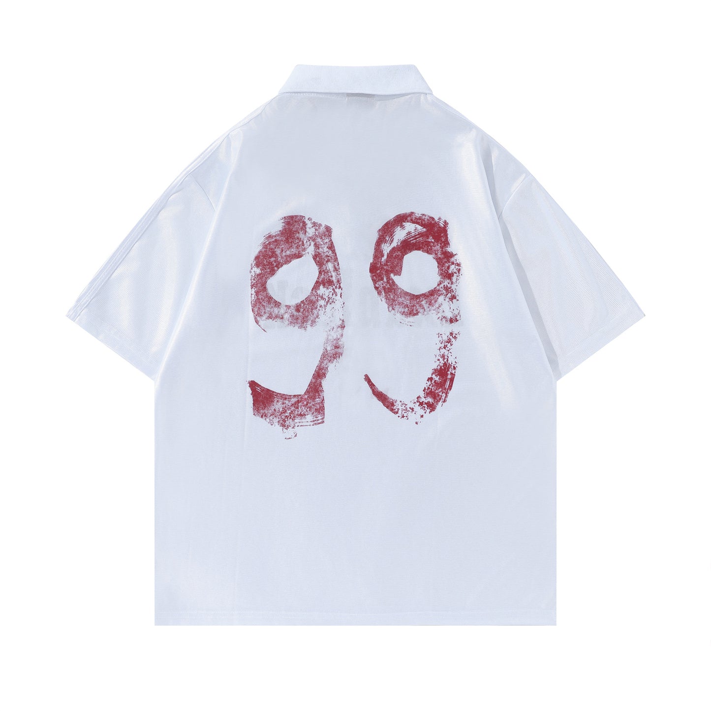 Harajuku Style Printed Turn-down Collar Short Sleeve T-Shirt