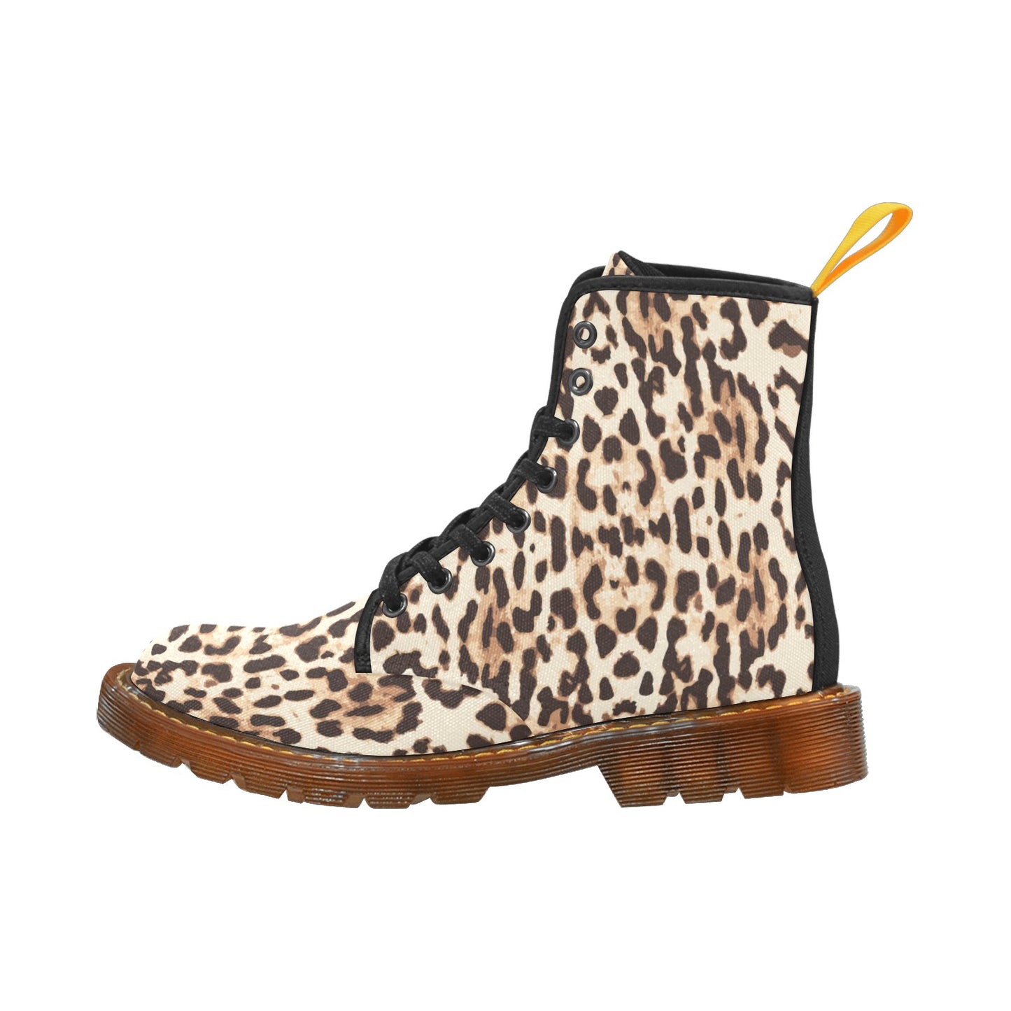 Traditional Leopard Print Women's Lace Up Canvas Boots