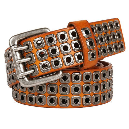 Harajuku Style Cowhide Rivet Belt for Women