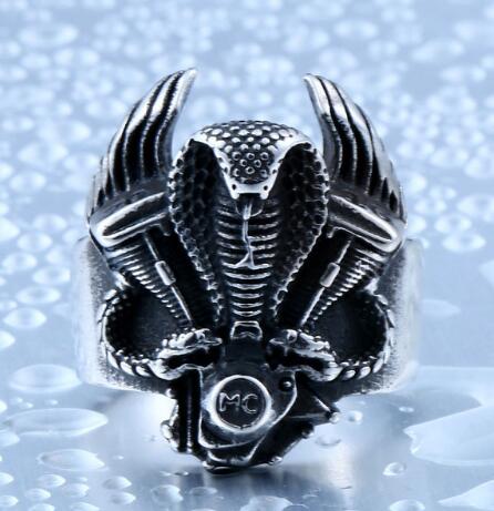 Retro Snake Biker Ring - Steel Soldier Style